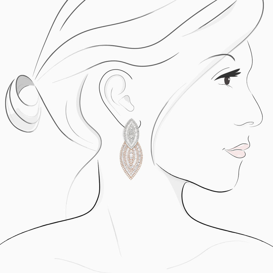 18K White & Rose Gold Diamond Earrings
