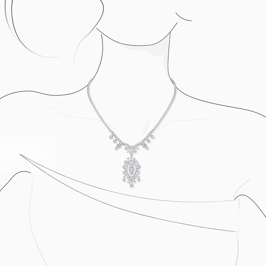 18K White Gold Diamond Necklace