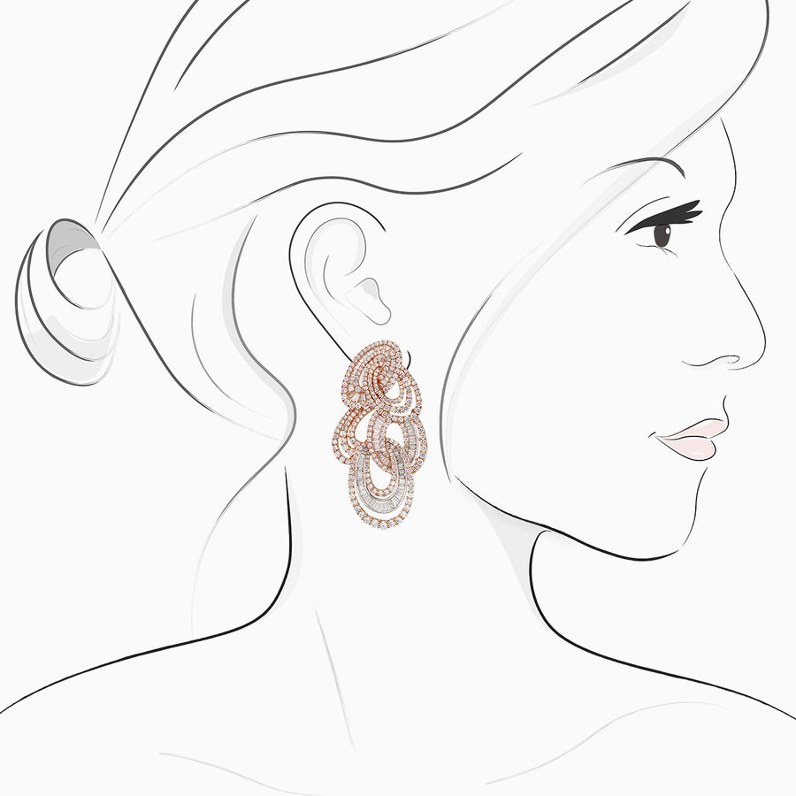 18K White & Rose Gold Diamond Earrings