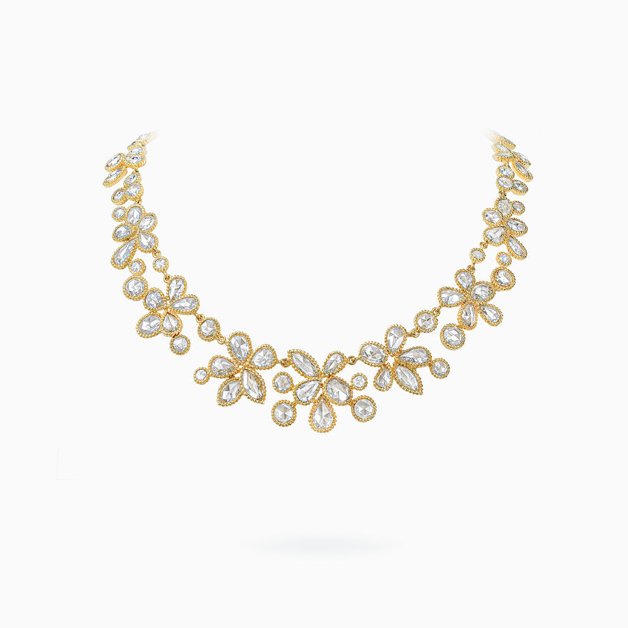 18K Yellow Gold Rose Cut Diamond Necklace