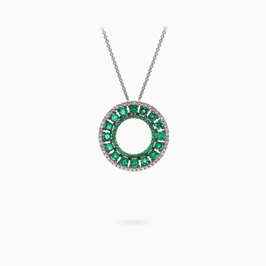 18K White & Black Gold Emerald & Diamond Pendant