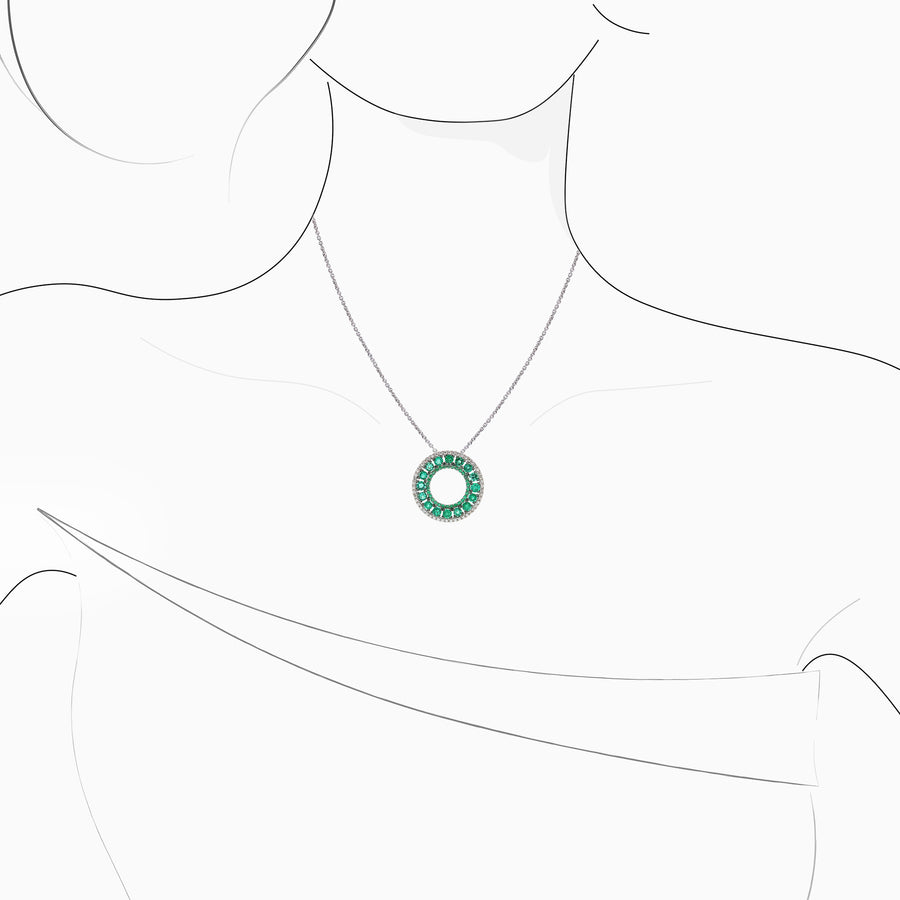 18K White & Black Gold Emerald & Diamond Pendant