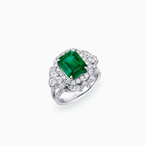 18K White Gold Emerald & Diamond Ring