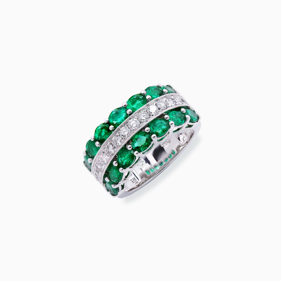 18K  White Gold Emerald Diamond Ring