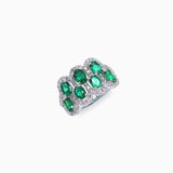 18K White Gold Emerald & Diamond Ring