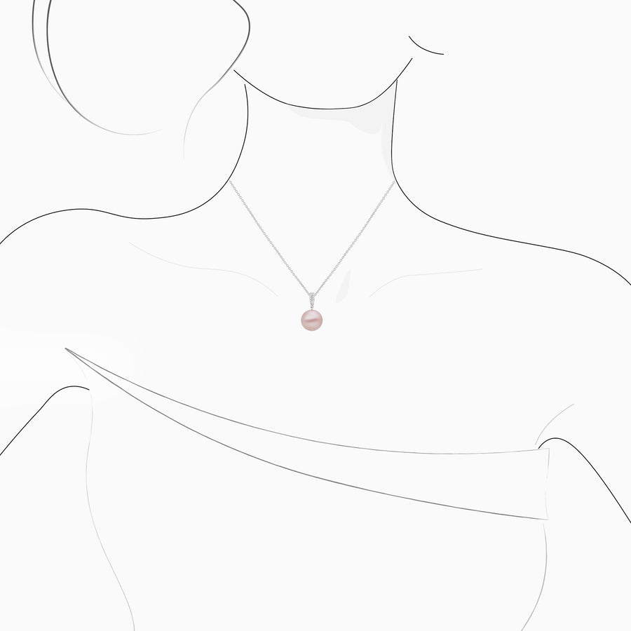 18K White Gold Fresh Water Pearl & Diamond Pendant