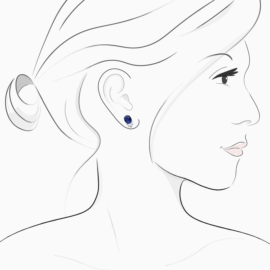 18K White Gold Sapphire & Diamond Earrings