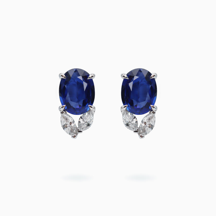 18K White Gold Sapphire & Diamond Earrings