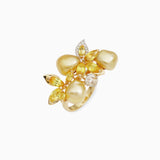 18K Yellow & White Gold  South Sea Pearl & Sapphire Ring