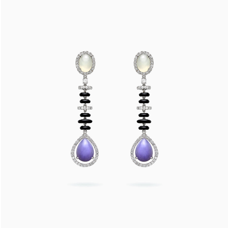 18K White Gold Jade & Diamond Earrings