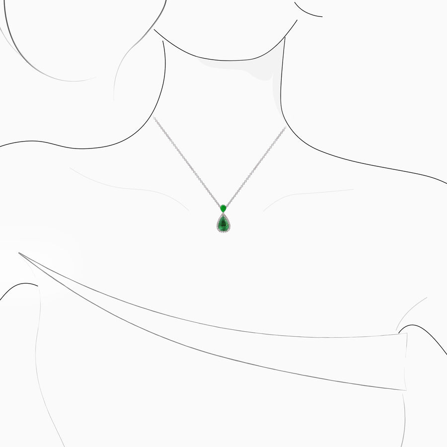 18K White Gold Jade & Diamond Pendant