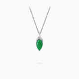 18K White Gold Jade & Diamond Pendant