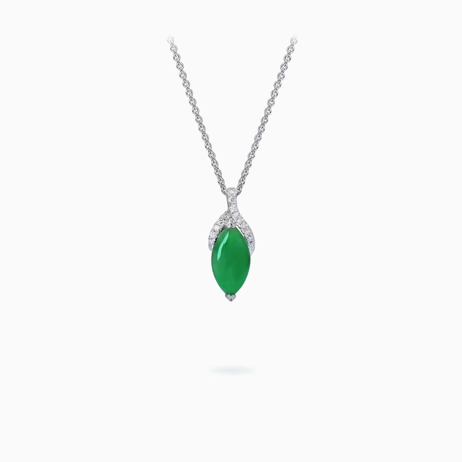 18K White Gold Jade & Diamond Pendant