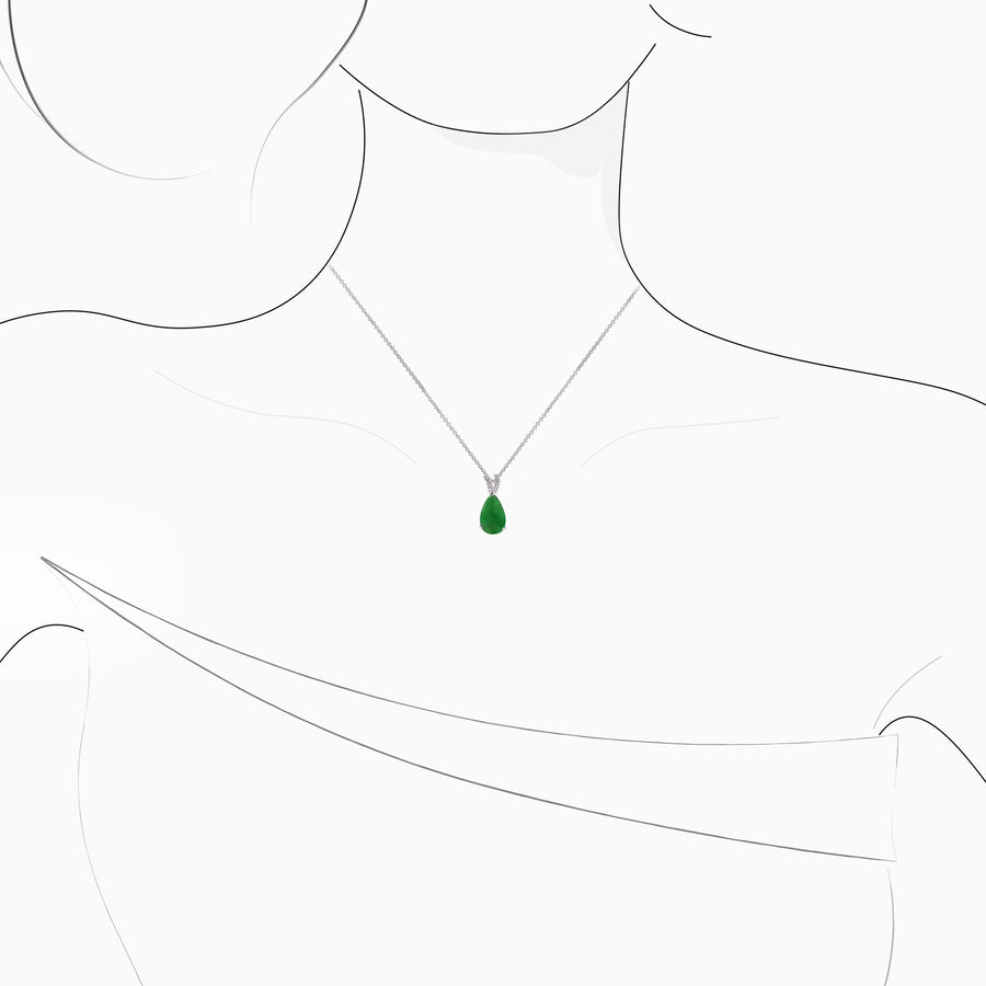 18K White Gold Jade & Diamond Pendant