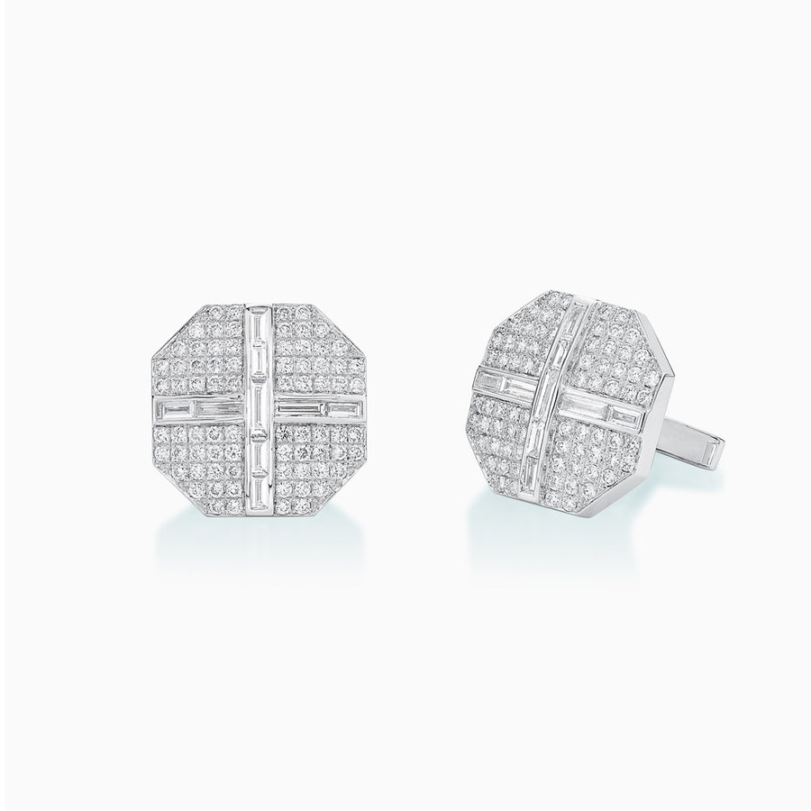 18K White Gold Diamond Cufflinks