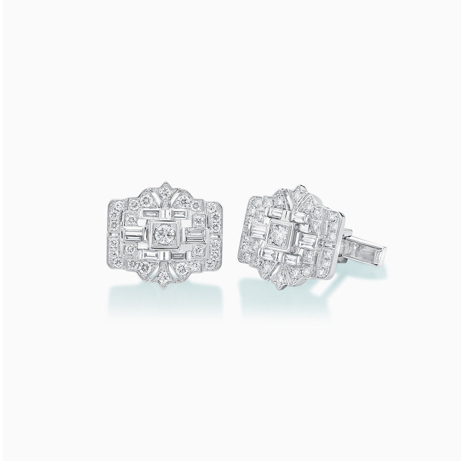 18K White Gold Diamond Cufflinks