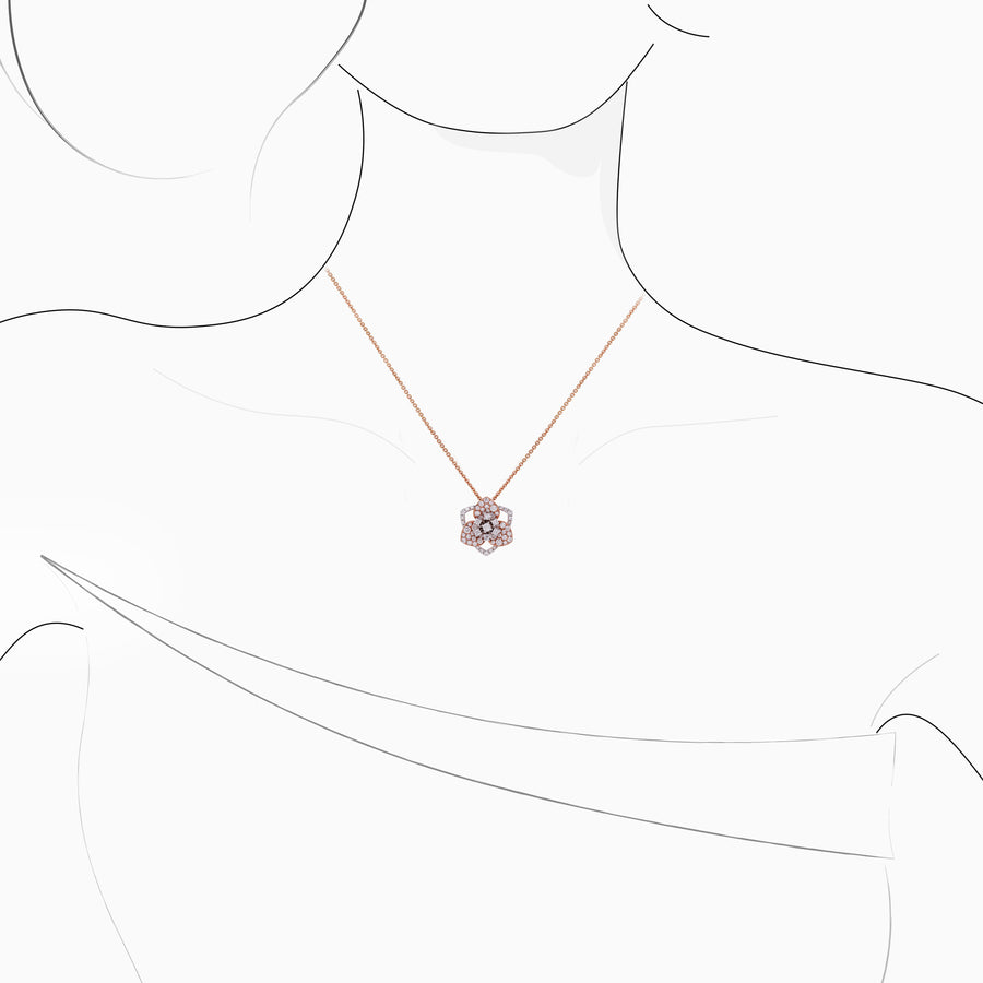 18k 白玫瑰金钻石吊坠