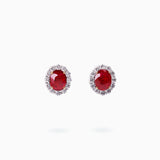 18K White & Rose Gold Ruby Diamond Earrings