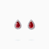 18K White & Rose Gold Ruby, Diamond Earrings