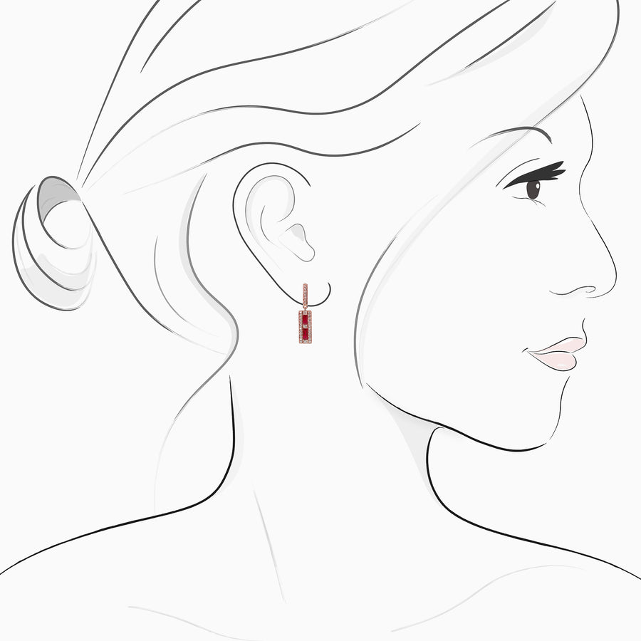 18K White & Rose Gold Ruby &  Diamond Earrings