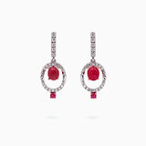 18K White & Rose Gold Ruby & Diamond Earrings