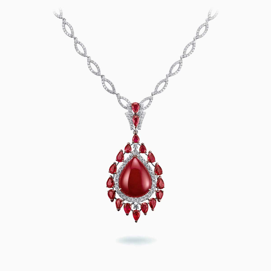18K White & Rose Gold Ruby & Diamond Pendant