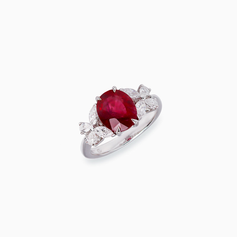 18K White Gold Ruby & Diamond Ring