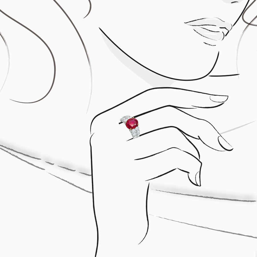 18K White & Yellow Gold Ruby & Diamond Ring