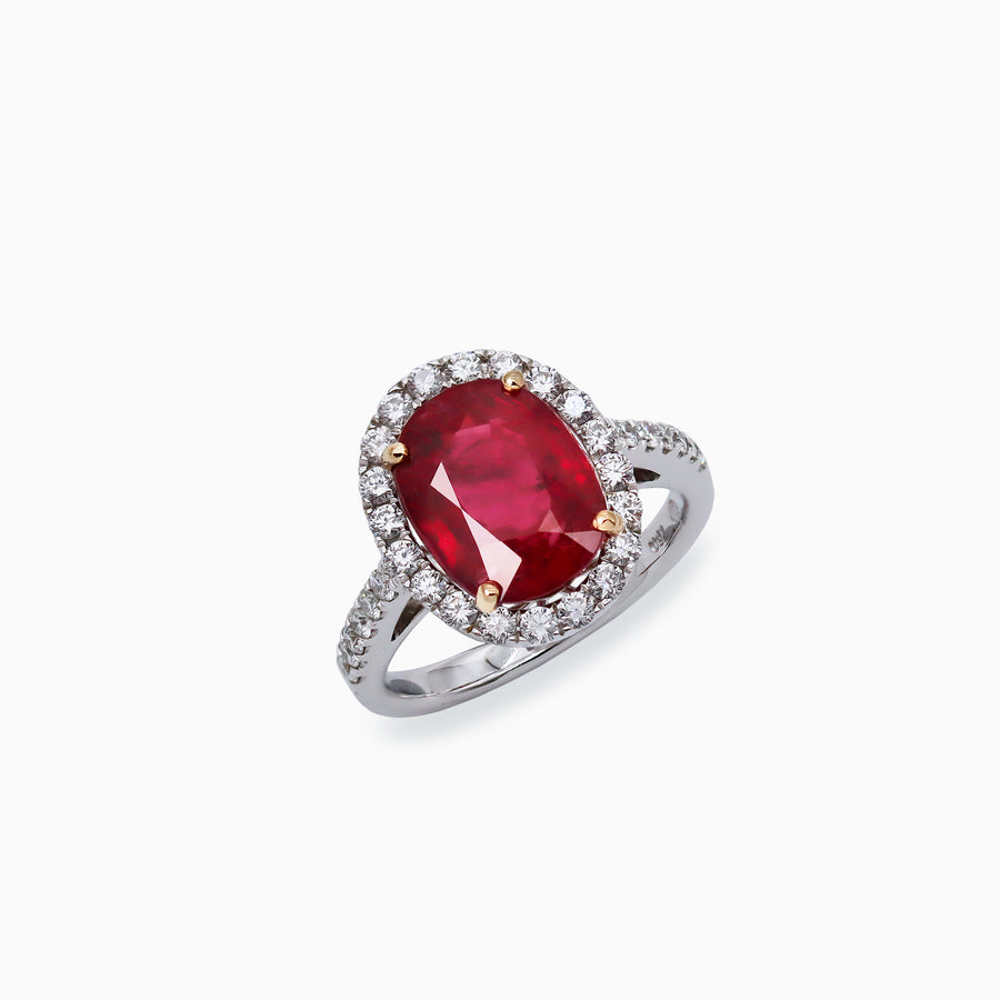 18K White & Rose Gold Ruby & Diamond Ring