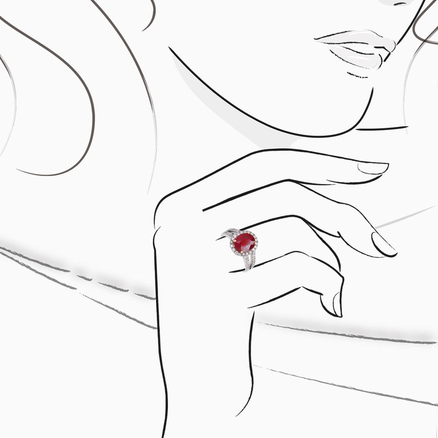 18K White & Rose Gold Ruby Diamond Ring