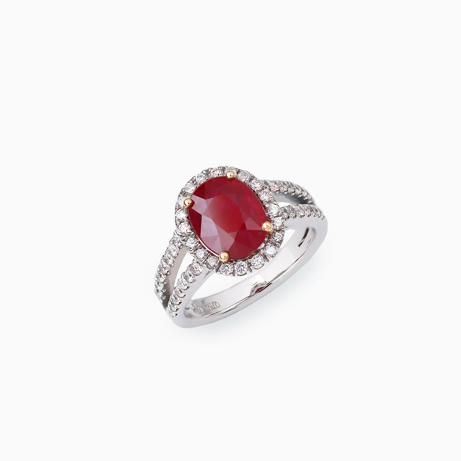 18K White & Rose Gold Ruby Diamond Ring
