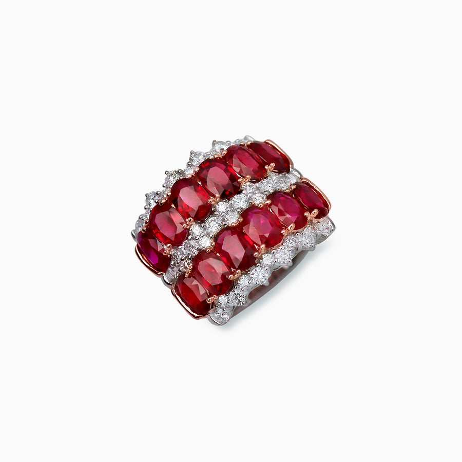18K White & Rose Gold Ruby Diamond Ring