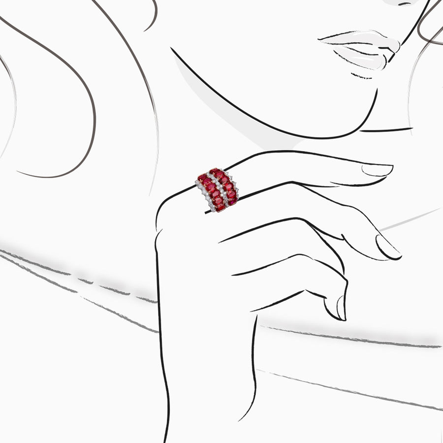 18K White & Rose Gold Ruby Diamond Ring