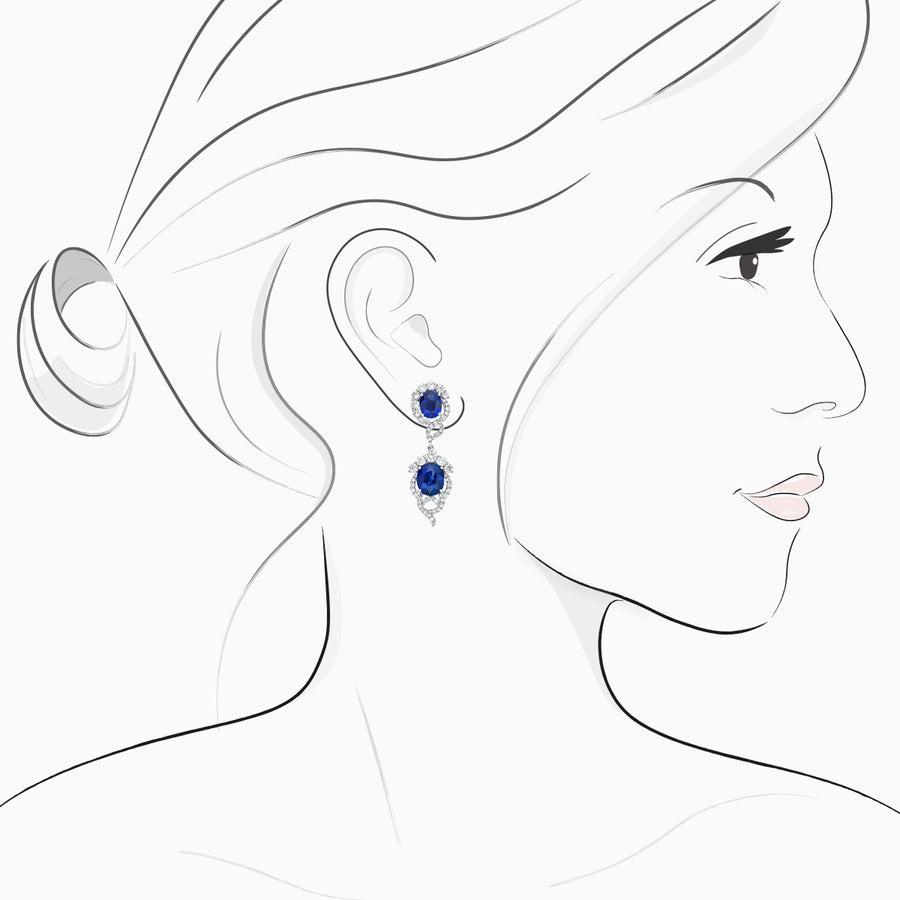18K White Gold Sapphire & Diamond Earrings