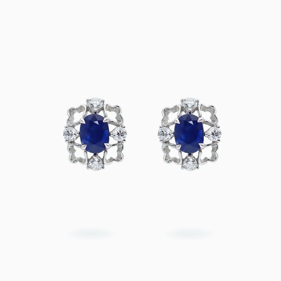 18K White Gold Sapphire & Diamond Earrings