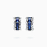 18K White Gold Sapphire,Diamond Earrings