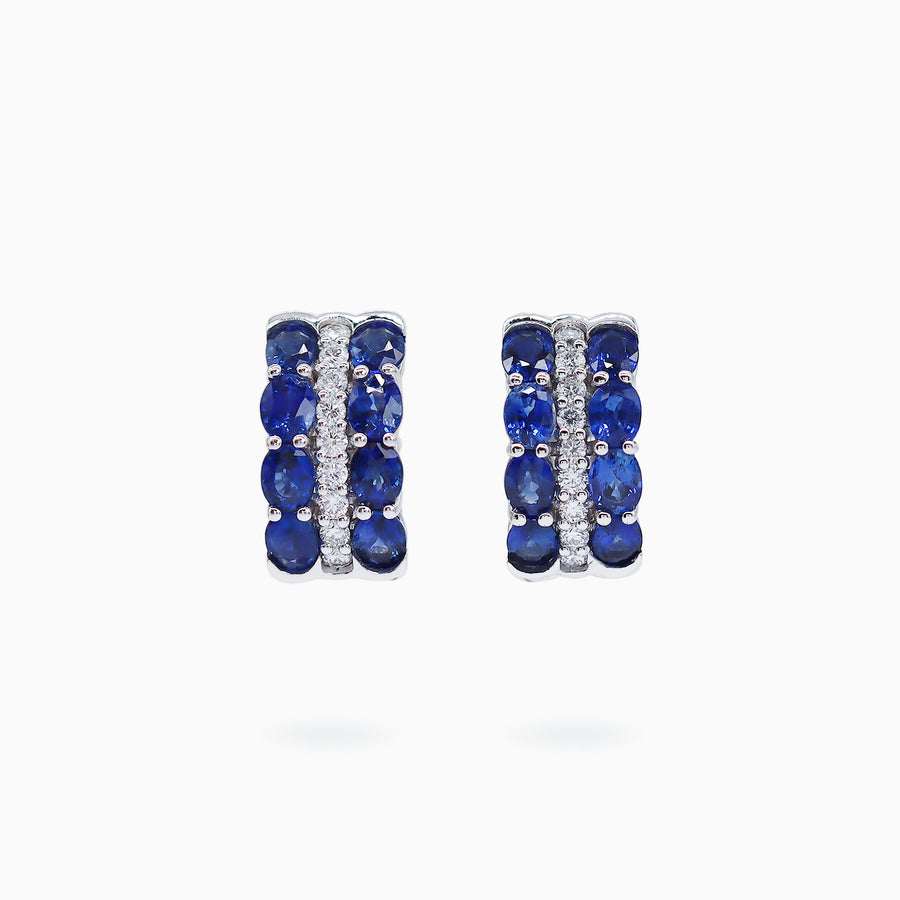 18K White Gold Sapphire,Diamond Earrings