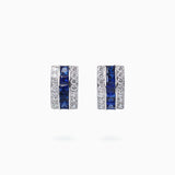 18K White Gold Sapphire Diamond Earrings
