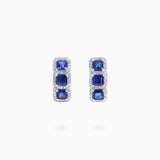 18K White Gold Sapphire,Diamond Earrings