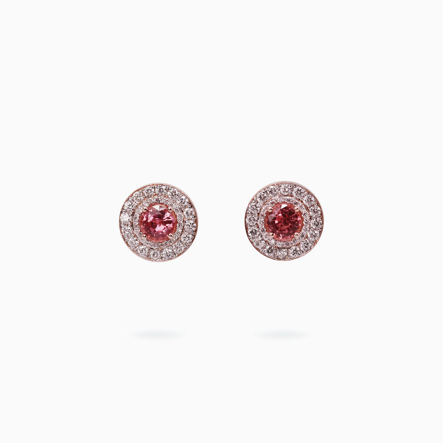 18K White & Rose Gold Sapphire & Diamond Earrings