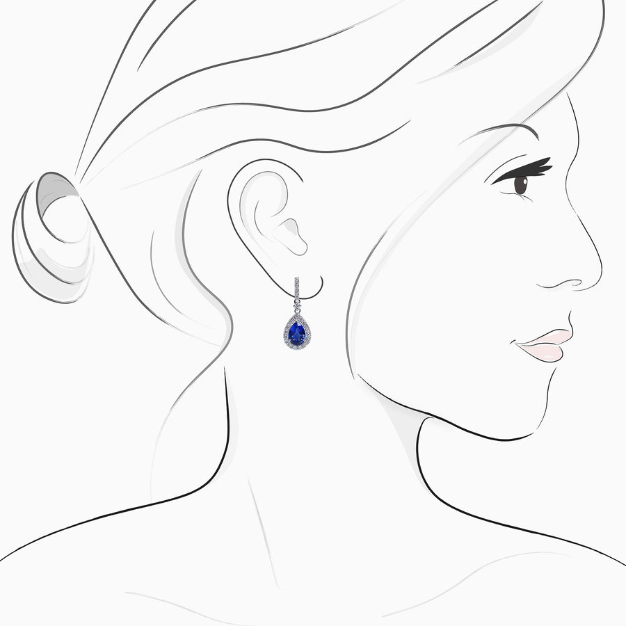 18K White Gold Sapphire Diamond Earrings