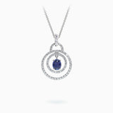 18K White Gold Sapphire & Diamond Pendant