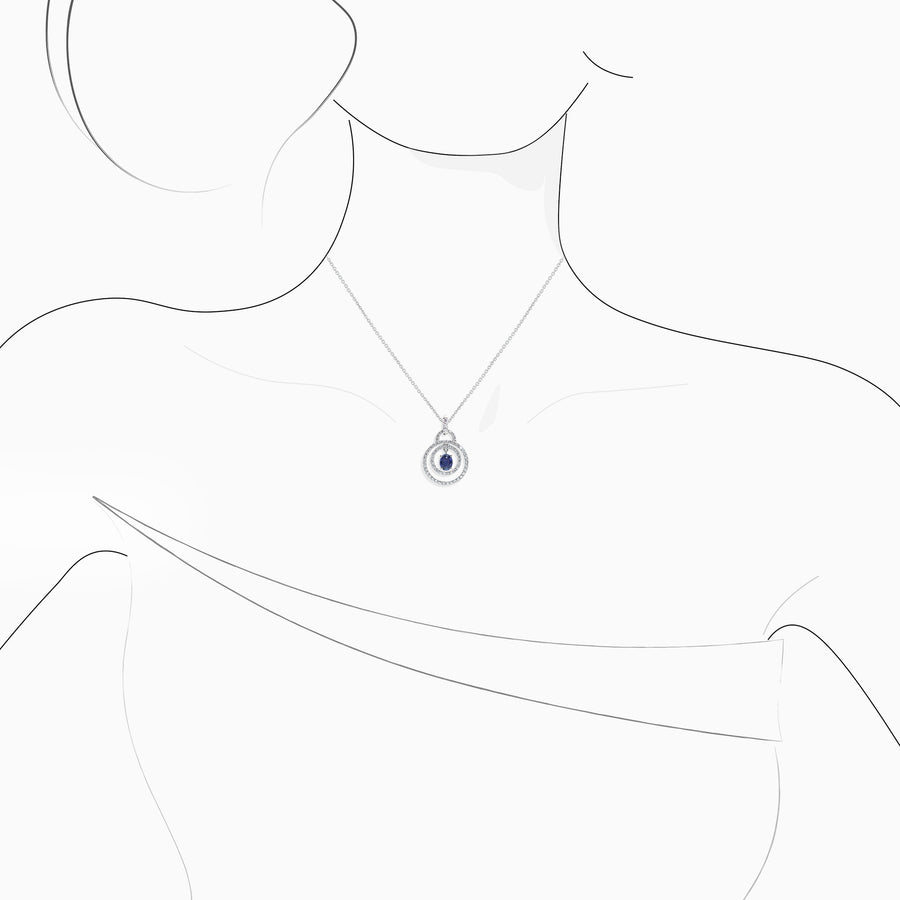 18K White Gold Sapphire & Diamond Pendant