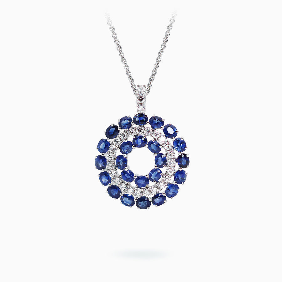 18K White Gold Sapphire & Diamond Pendant