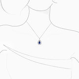 18K White Gold Sapphire & Diamond Pendant