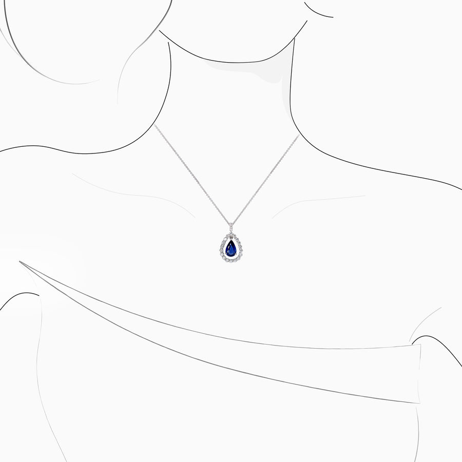 18K White Gold Sapphire & Diamond Pendant
