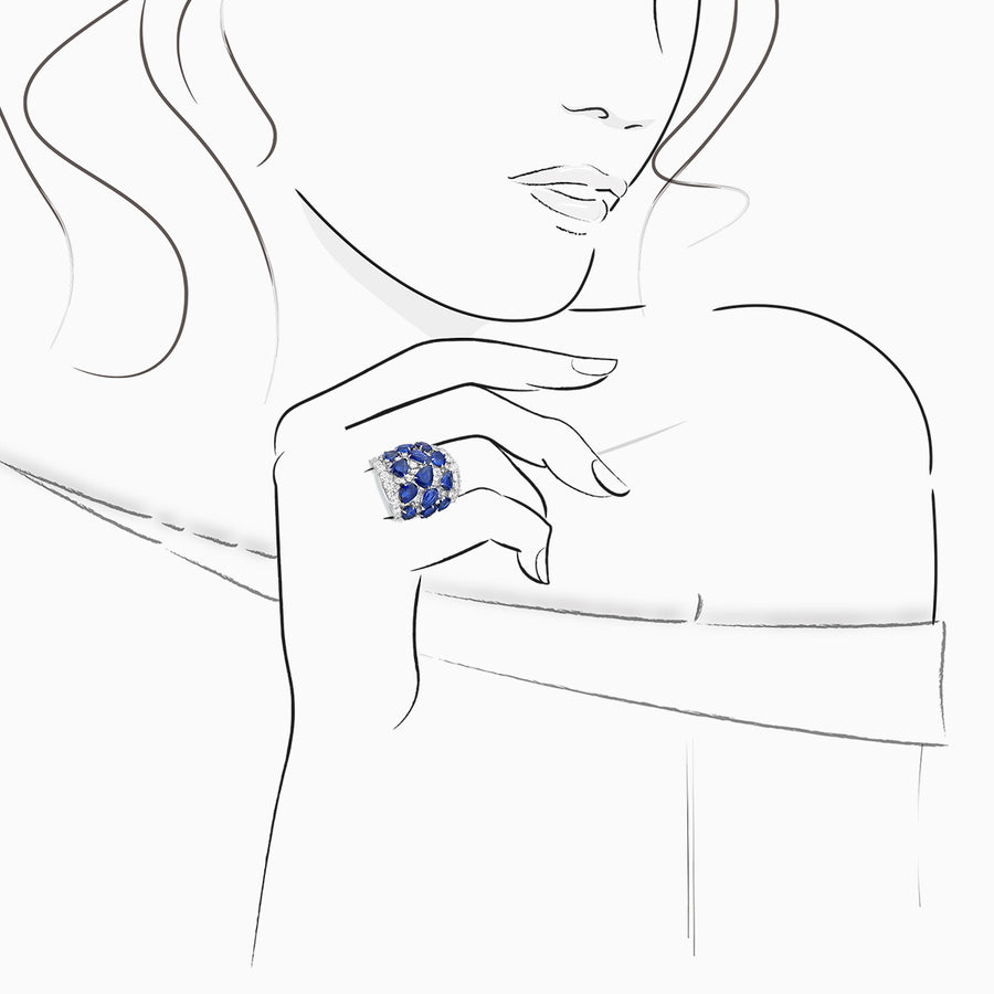 18K White Gold Sapphire & Diamond Ring
