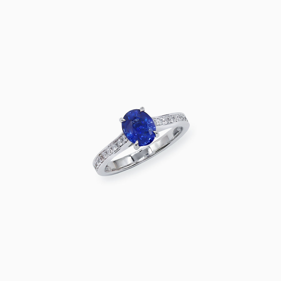 18K White Gold Sapphire & Diamond Ring