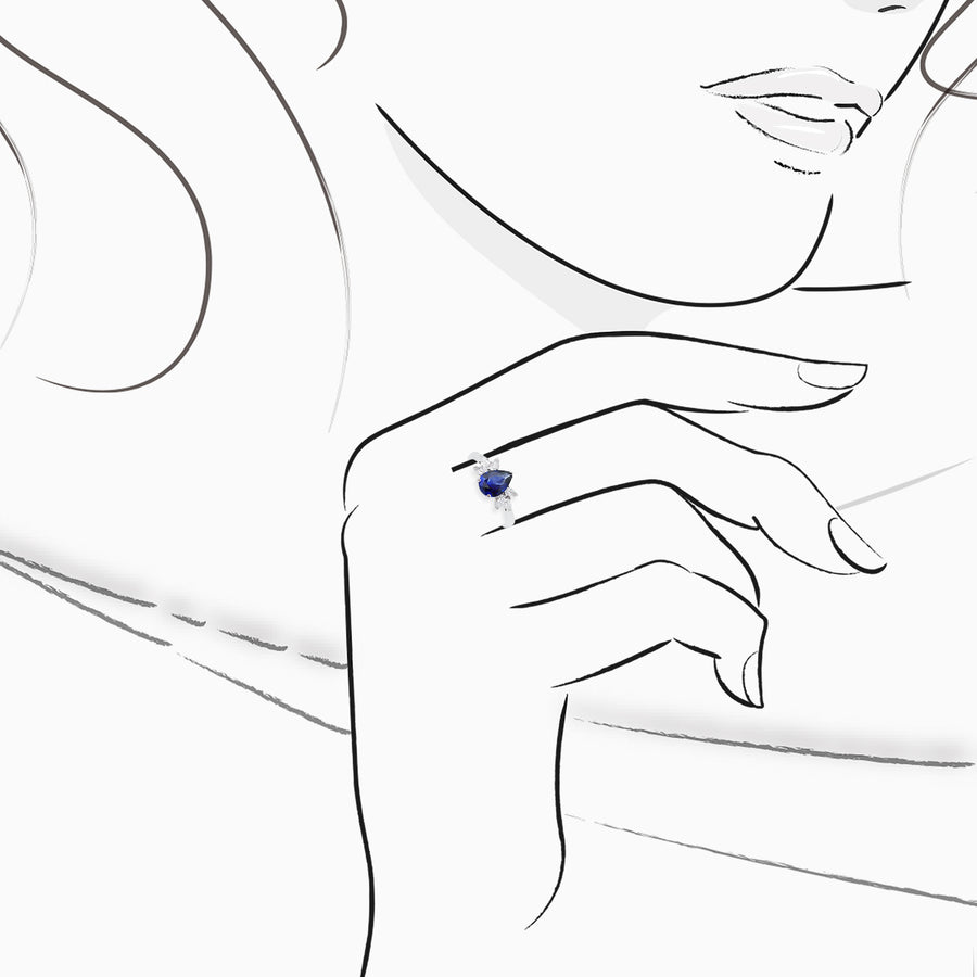 18K White Gold Sapphire & Diamond Ring