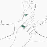18K White Gold Emerald & Diamond Ring